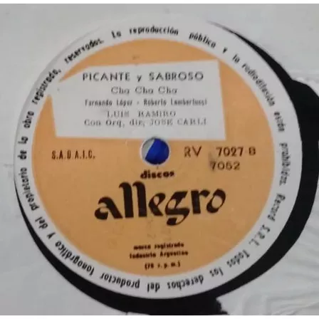 Luis Ramiro Picante Y Sabroso /hola Disco Pasta 78 Rpm Kktus