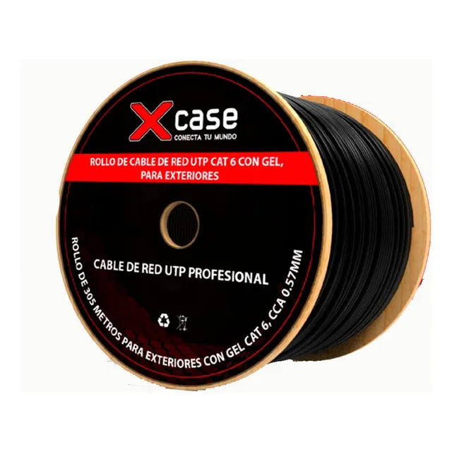 Cable FTP blindado de 305mts Xcase con doble forro y recubrimiento de gel para uso exterior de aleación de aluminio con cobre