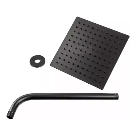 Ducha Cuadrada De 10   Pulgadas Con Tubo/roseta Negro Mate