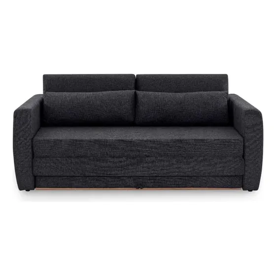 Sofá-cama Herval Queen Aurora, 3 Lugares, Linho Grafite Cor Preto