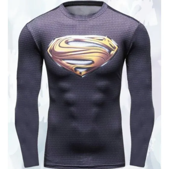 Camisa Franela D Superman En Lycra De Compresion Talla Unica