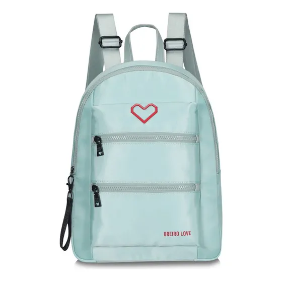 Mochila Oreiro Love Microfibra Con Bolsillos Liviana Moda Color Menta 17052