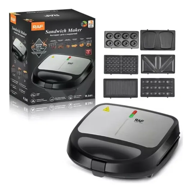 Máquina Raf 6 En 1 Waflera Sandwichera Donuts Parrilla Nuevo