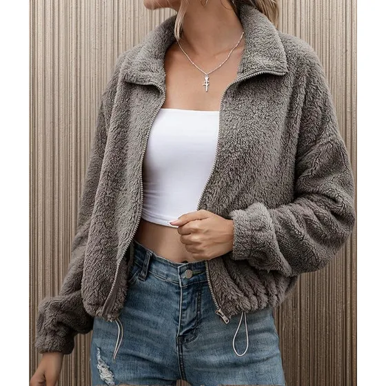 Campera Corta Con Elástico Polar Peluda Calentita Uniteduy