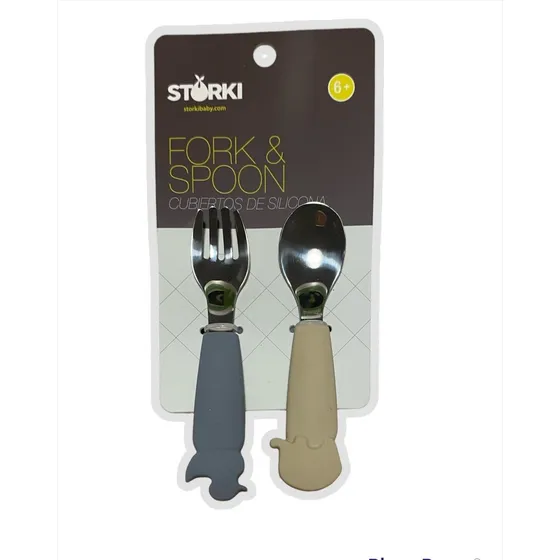 Kit Cuchara Y Tenedor Storki Arena Y Celeste