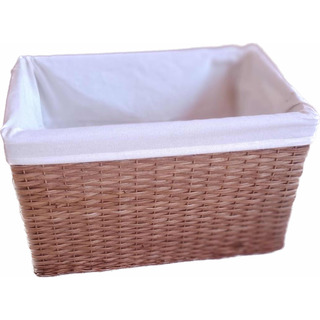 Cesto Organizador Rectangular Mediano Alto De Mimbre C/forro Cesto Organizador Rectangular Mediano Alto De Mimbre C/forro