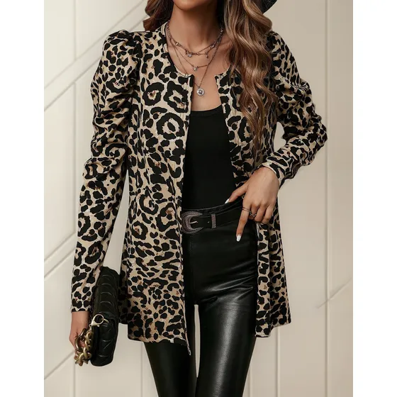 Chaqueta De Mujer Tipo Blazer De Leopardo