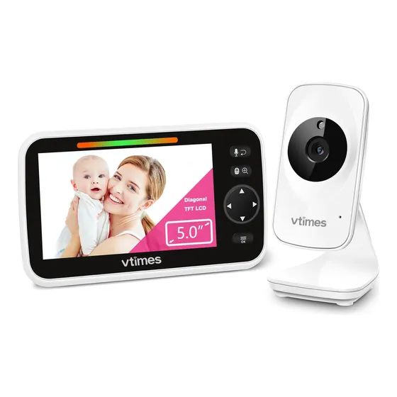 Vtimes Monitor De Bebé Con Pantalla Lcd De 5  Y Cámara,