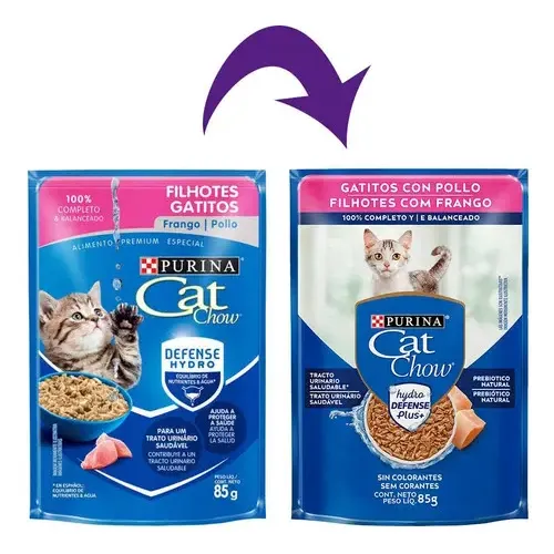 Ração Úmida Cat Chow Gatos Filhotes Frango Ao Molho 85g 15un