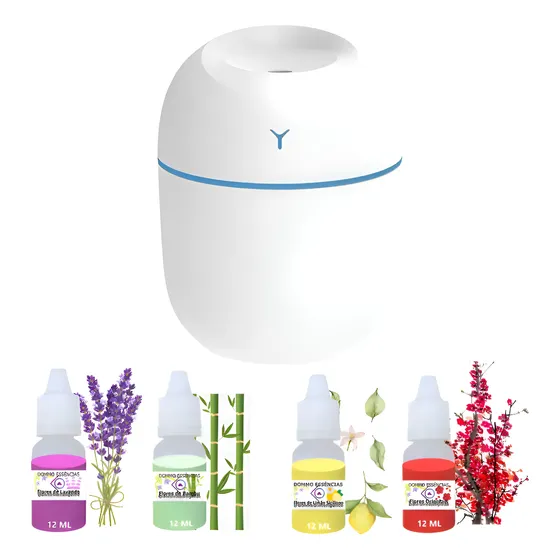 Umidificador Difusor Mini Egg Branco Portátil + 4 Essências