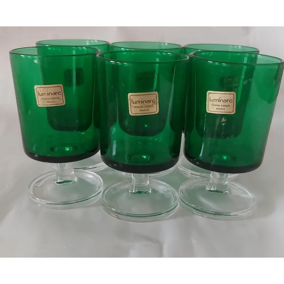 Juego Copas Verdes Arcoroc / Luminarc  Llavavintage