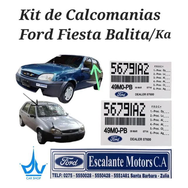 Kit De Calcomanias Ford Fiesta Balita Y Ka