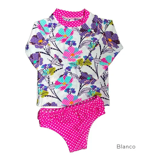 Franela Manga Larga Con Panty Flower Dots