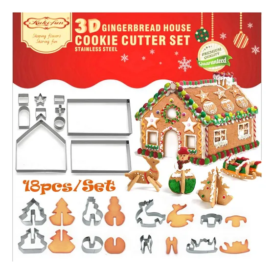 Sakolla Juego 18 Cortador Galleta Casa Jengibre Acero 3d