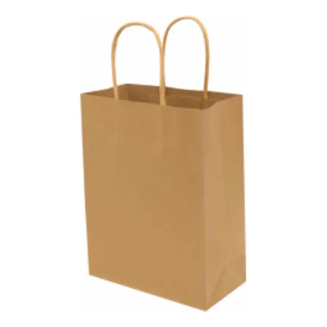 Pack Bolsas Kraft Lisa Chica Con Asa X 12 Unidades