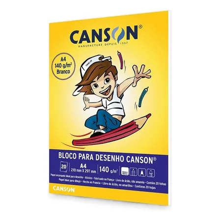 Papel Bloco 140g Canson A4 Cor Branco 20 Folhas