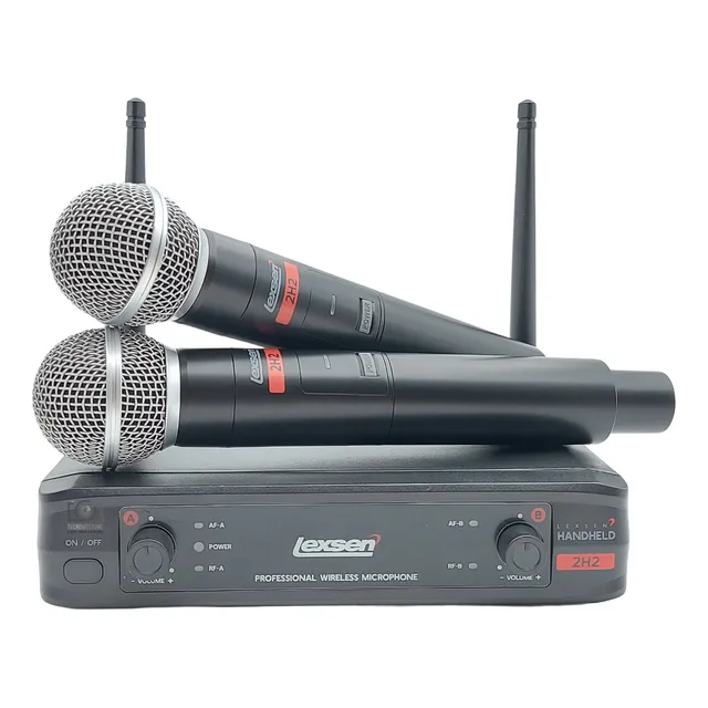 Micrófono Inalámbrico Lexsen 2h2 De Mano Uhf 2 En 1 Color Negro