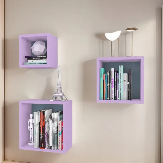 Juego 3 Repisas Flotantes Cubos Fácil Montaje Decorativas