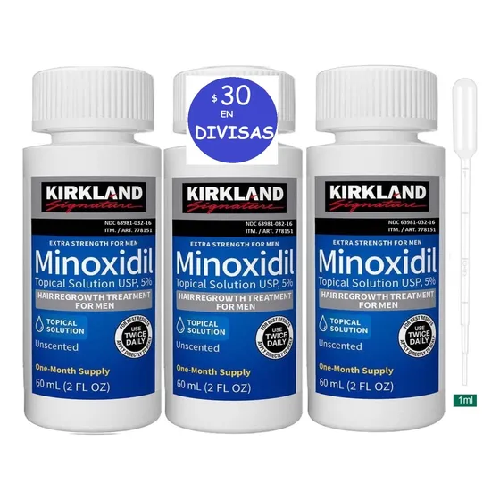 Tripack 3 Minoxidil Kirkland 3 Goteros Video Barba Cabello