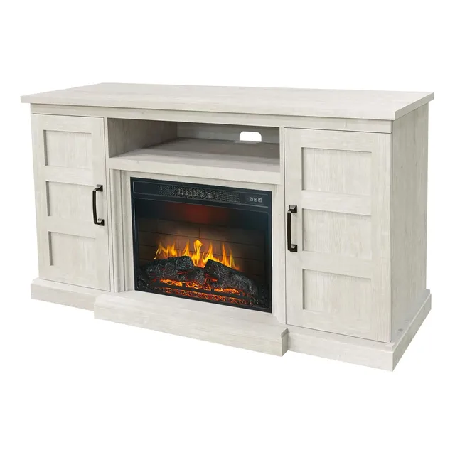 Soporte Para Tv Con Chimenea Eléctrica De 59 Roble Blanco