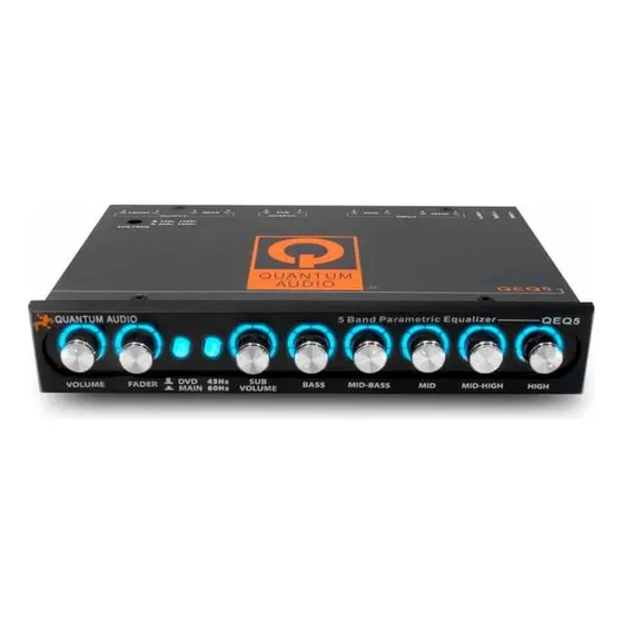 Ecualizador Paramétrico de Audio Para Automóvil Quantum Audio QEQ5 Q Series 5 Bandas 8 Volts Con Crossover Y Control De Bajos Color Negro