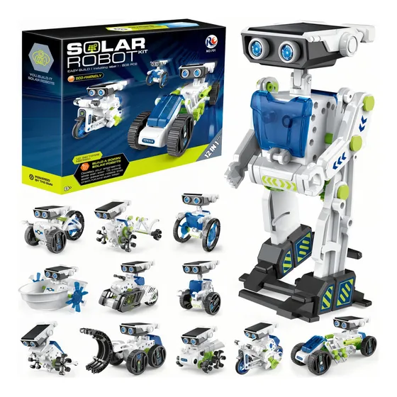 Robot Juguete Educativo Kit Solar 12 En 1 Robotica Stem Arma Color Blanco Verde Personaje Robot 12 En 1 208