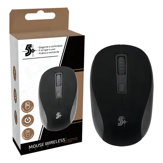 Mouse Sem Fio Wireless Office Premium 2.4 Ghz - 5+ MW1000 Preto