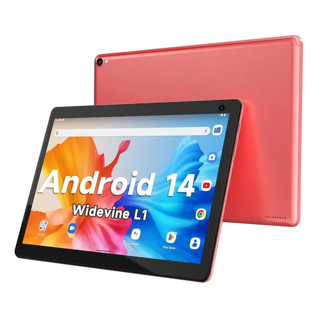 Tablet Android 14, 10'' 6gb (2+6) Ram + 32gb Rom, Color Rojo