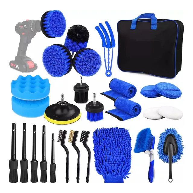 Kit De Detailing Detallado Limpieza Vehículo Brocha Cepillo
