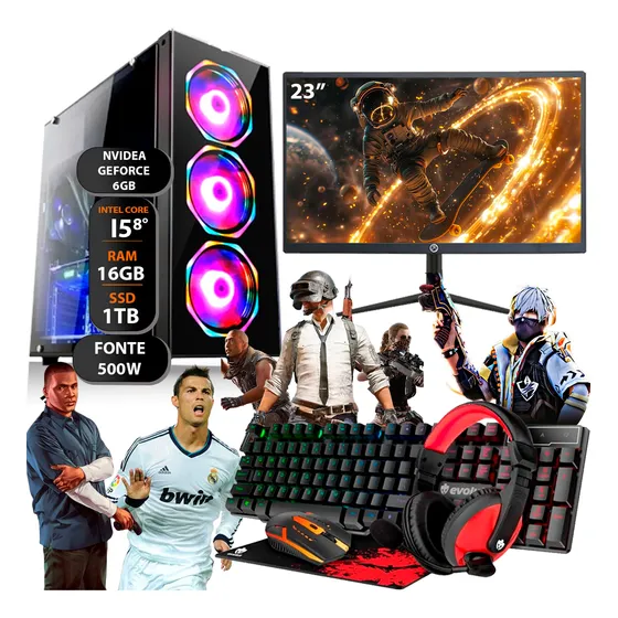 Pc Computador Gamer I5 8°ger 16gb Ssd1tb Monitor23 Placa 6gb