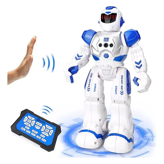 Robot Inteligente de Control Remoto Azul para Niños, Juguete Robótico Recargable Cantando, Bailando, Caminando y Deslizándose