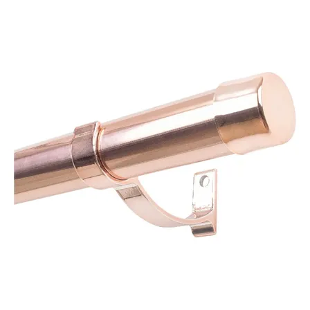 Kit Varão Para Cortina Alumínio Premium Luxo 28mm 1,5 Metros Gold Rose