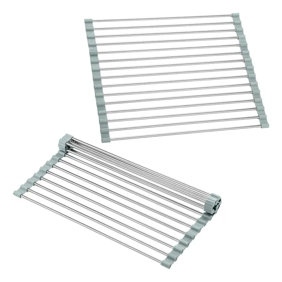 Escurridor de Platos Chef Master en Acero Inoxidable Moderno y Enrollable, Multiusos para Cocina, Color Plateado, Ideal para Escurrir Platos, Frutas y Verduras en el Lavaloza.