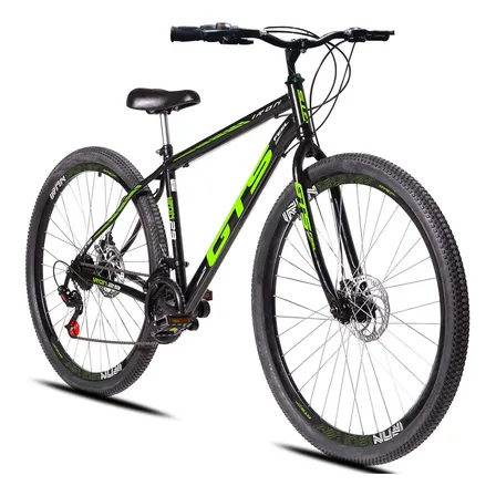 Bicicleta Aro 29 Gts Feel Iron 21 Marchas Freios A Disco Cor Preto/verde Tamanho Do Quadro 17
