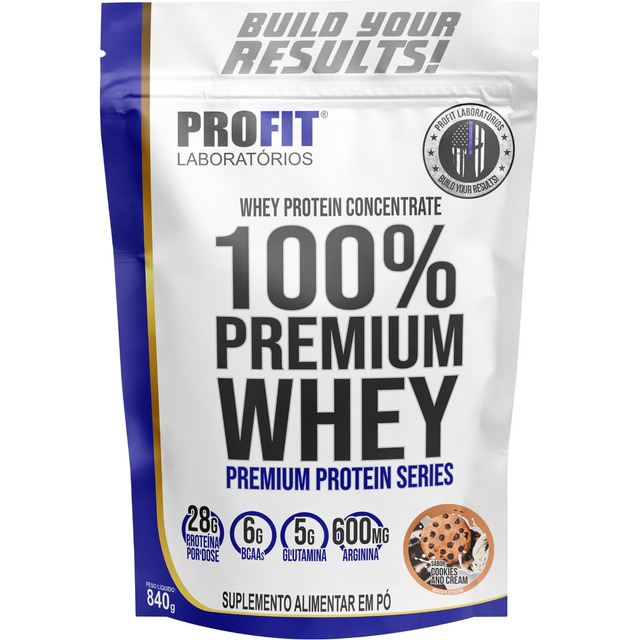 Whey Protein 100% Concentrado Premium 840g Profit Sabor Cookies Whey Protein 100% Concentrado Premium 840g Profit Sabor Cookies
