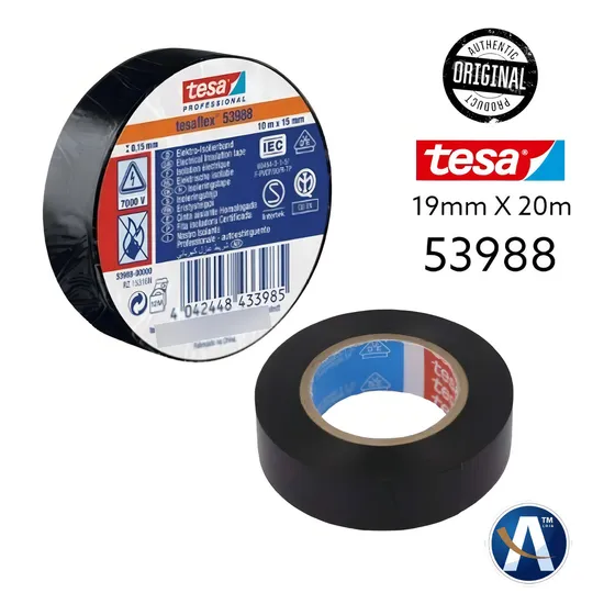 Cinta aislante profesional Tesa 19 mm x 20 m negra