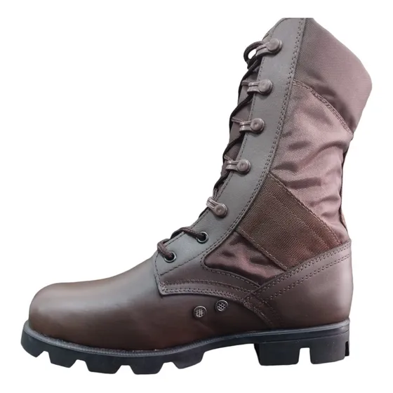 Bota Lona Cafe Colegio Militar Vulcanizada Y Cocida