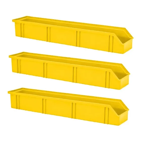 Contenedor Plástico Apilable, Mxure-003, 3pzs, 12x60x8.5cm Color Amarillo