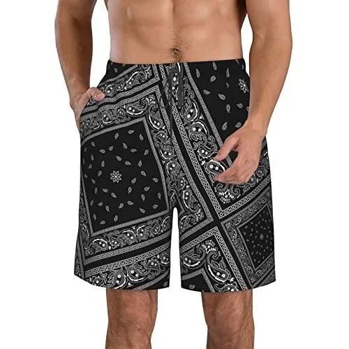 Hpoplace Hombres Swim Trunks Bandanas Negras Quick Xw4sn