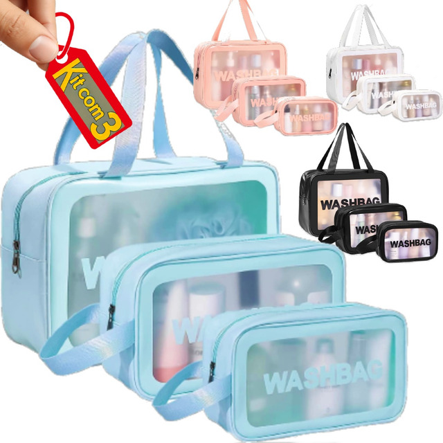 Kit 3 Necessaire Organizador Mala Bolsa Viagem Impermeável Kit 3 Necessaire Organizador Mala Bolsa Viagem Impermeável