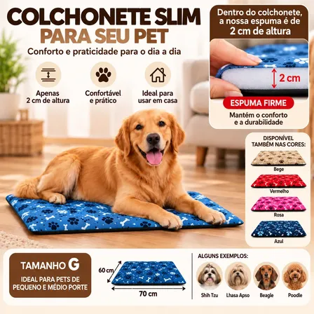 Caminha Pet Colchonete Slim Simples Cachorro Gato Tam Grande
