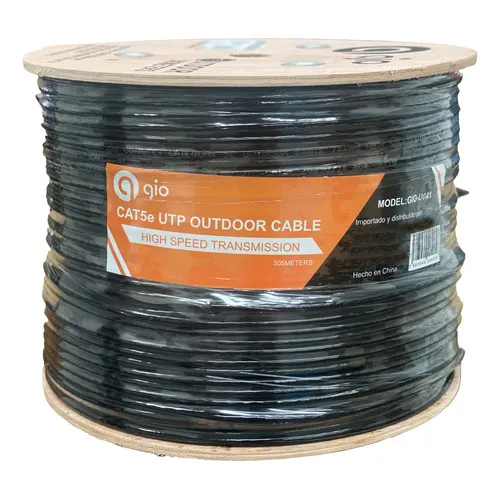 Gio Bobina Cable De Red Utp Cat5e Doble Forro Reforzado Para Exterior 8 Hilos Trenzado Ideal Para Cctv