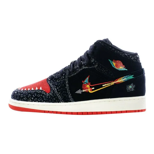 Niño Jordan 1 Mid Siempre Familia Negro Chile Rojo-sail 001)