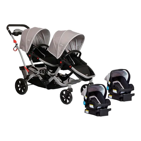 Cochecito de paseo doble Infanti Duo Ride S813 gris incluye 2 bases y 2 huevitos