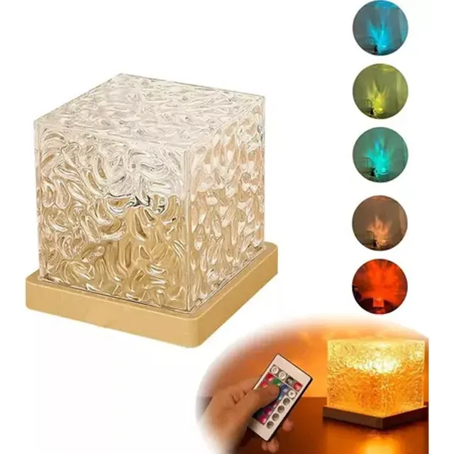 Proyector Boreal Velador Cubo Cristal Colores Control Usb
