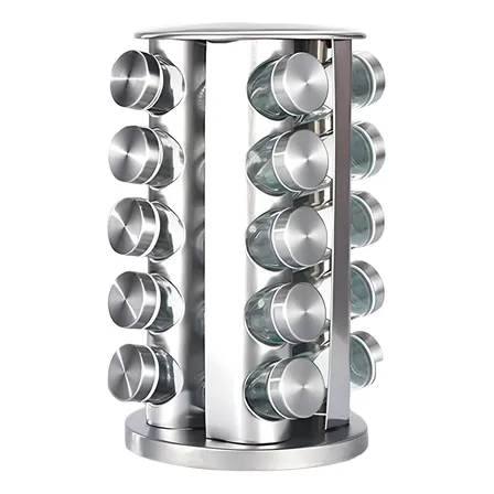 Especiero Giratorio 360° Con 20 Frascos Plateado 5 Niveles