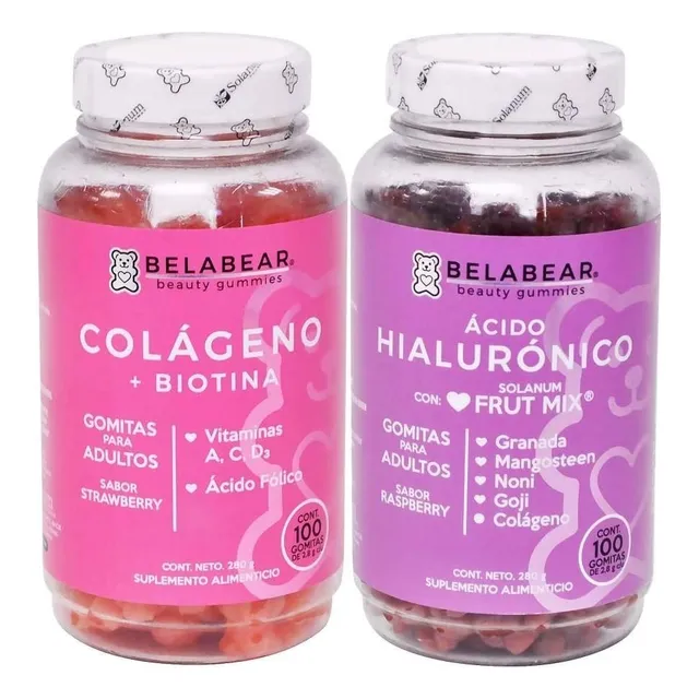 Solanum Belabear Acido Hialuronico+ Cólageno 100 Pz C/u Sabor Fruit Mix