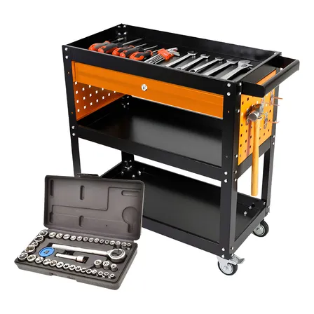 Kit Carrinho Ferramentas Gaveta E Placas+ Soquete Sext 40pcs