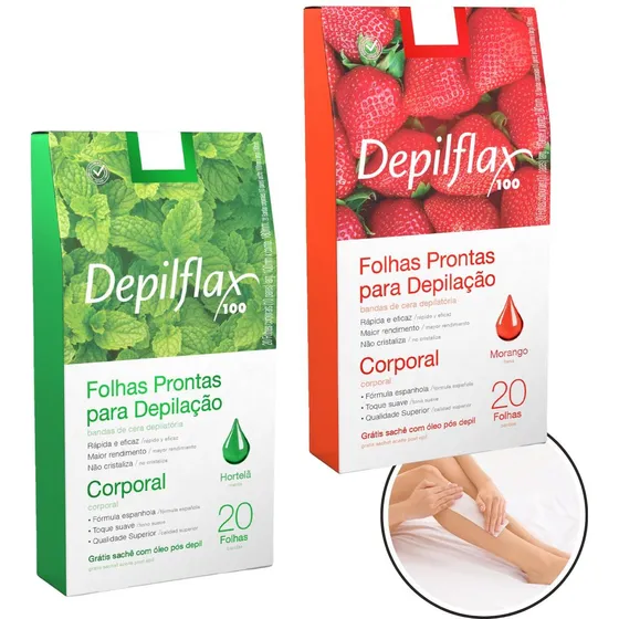 Kit 2 Cx Folhas Prontas Depilflax Depilação Corporal 