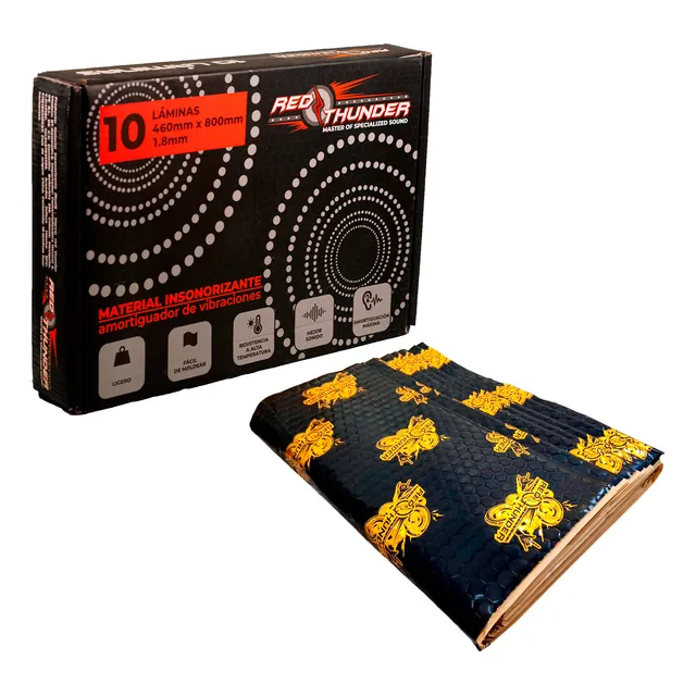 Insonorizante Automotriz Pro Red Thunder 10pz 46x80cm 1.8mm